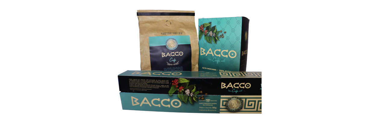 Produtos Bacco Café em grãos, moído ou cápsula